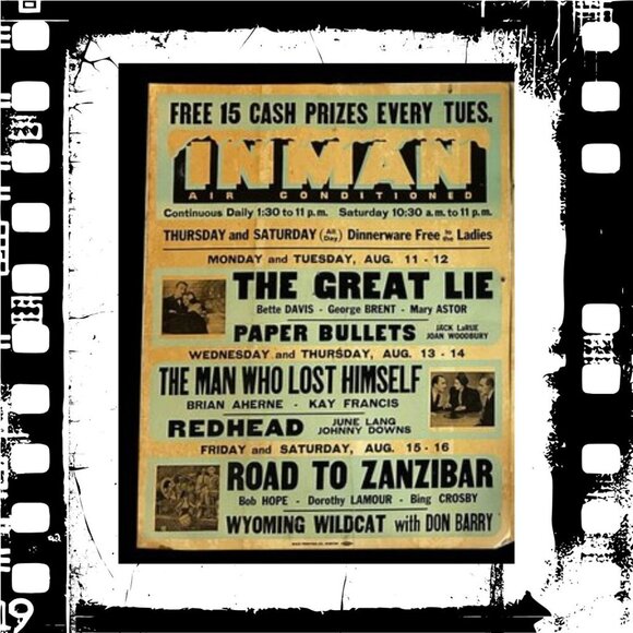 5 Vintage Inman Theatre Movie Placards 1940s Film Advertising Posters - Picture 10 of 10